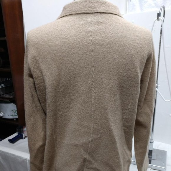 Vintage Wool Shacket Cardigan Sweater Cardigan Blazer Jacket Camel Size Large - Picture 2 of 6